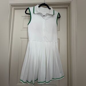 Women’s White  Tennis Dress with Green Trim